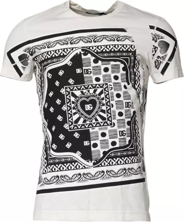 White Cotton Logo Bandana Print T-shirt