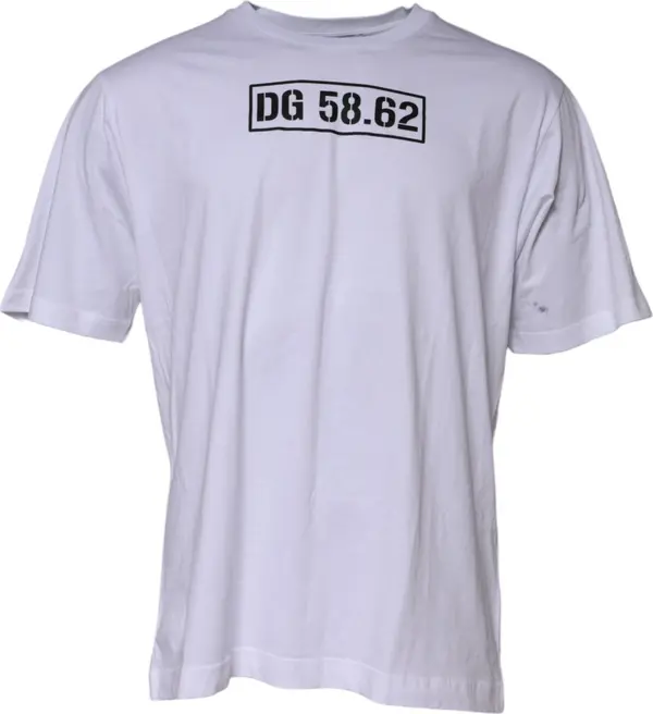 White Cotton Logo Print Crew Neck T-shirt