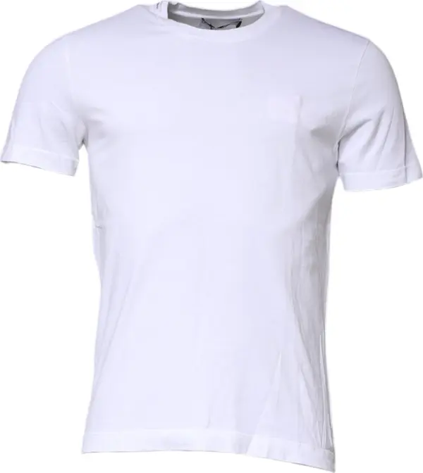 White Cotton Crew Neck Short Sleeves T-shirt