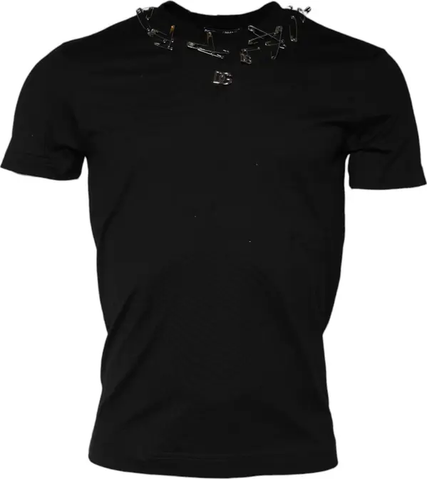Black Logo Embellish Short Sleeves T-shirt