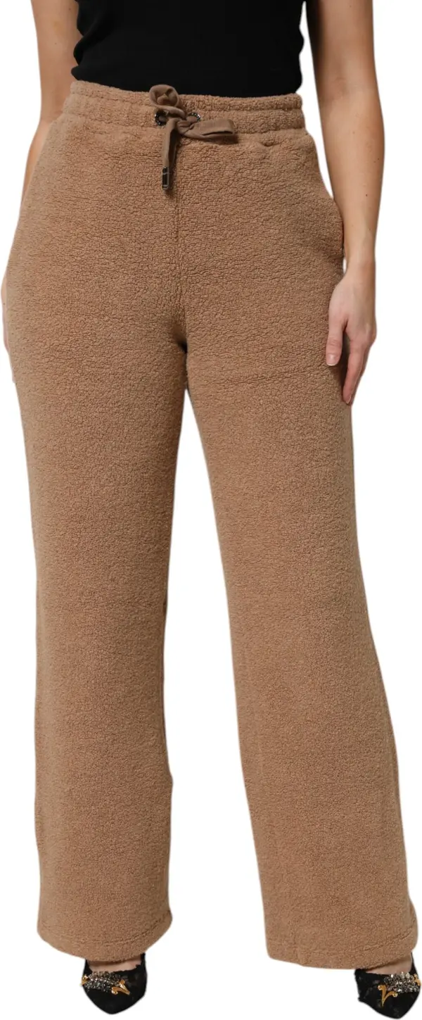 Brown Logo Plaque Sweatpants Straight Pants