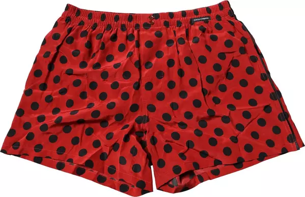 Red Silk Polka Dot Boxer Shorts Underwear