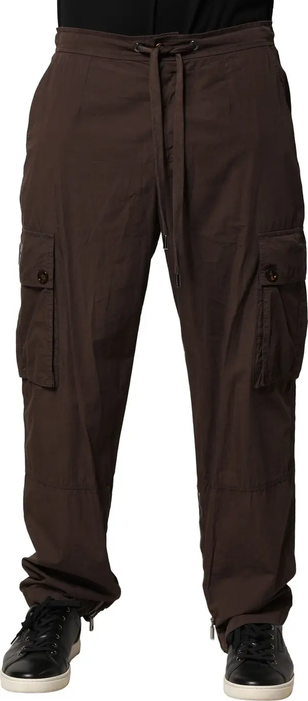 Brown Cotton Cargo Jogger Men Pants