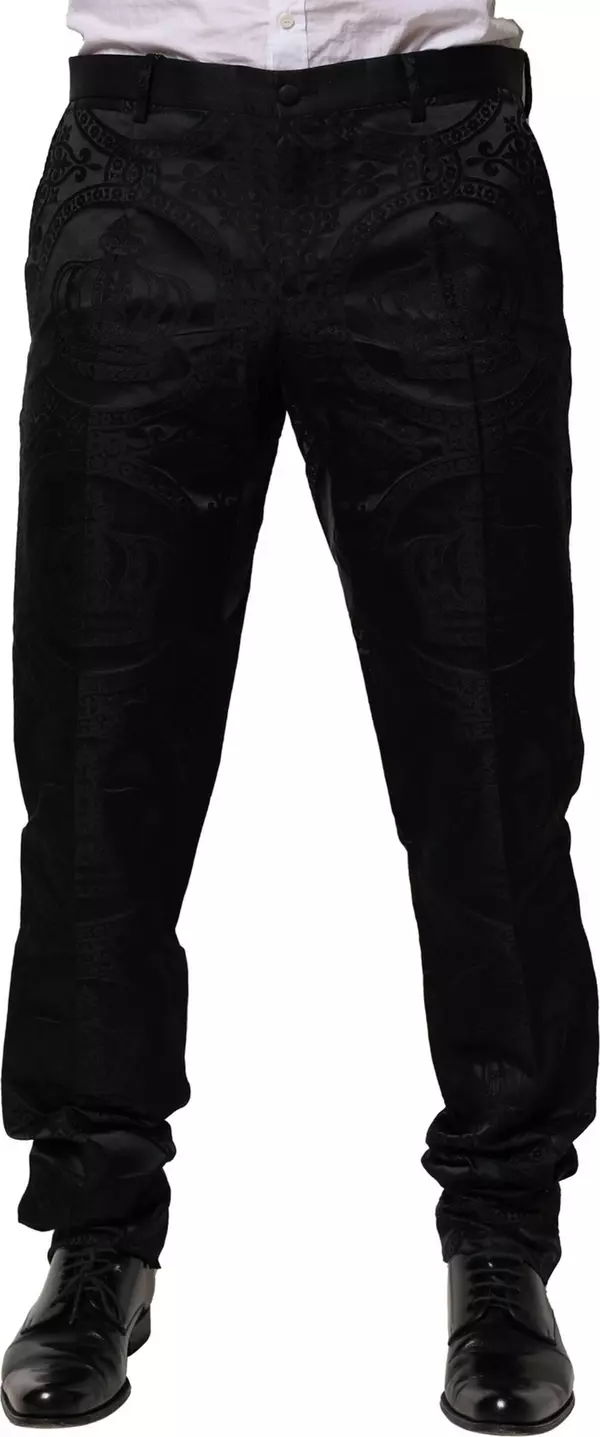 Black Cotton DG Crown Dress Pants