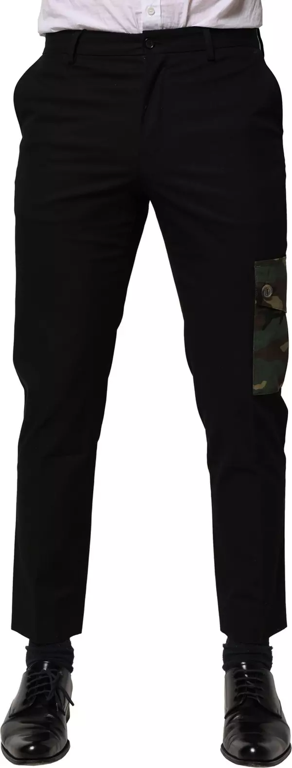 Black Cotton Cargo Dress Men Pants
