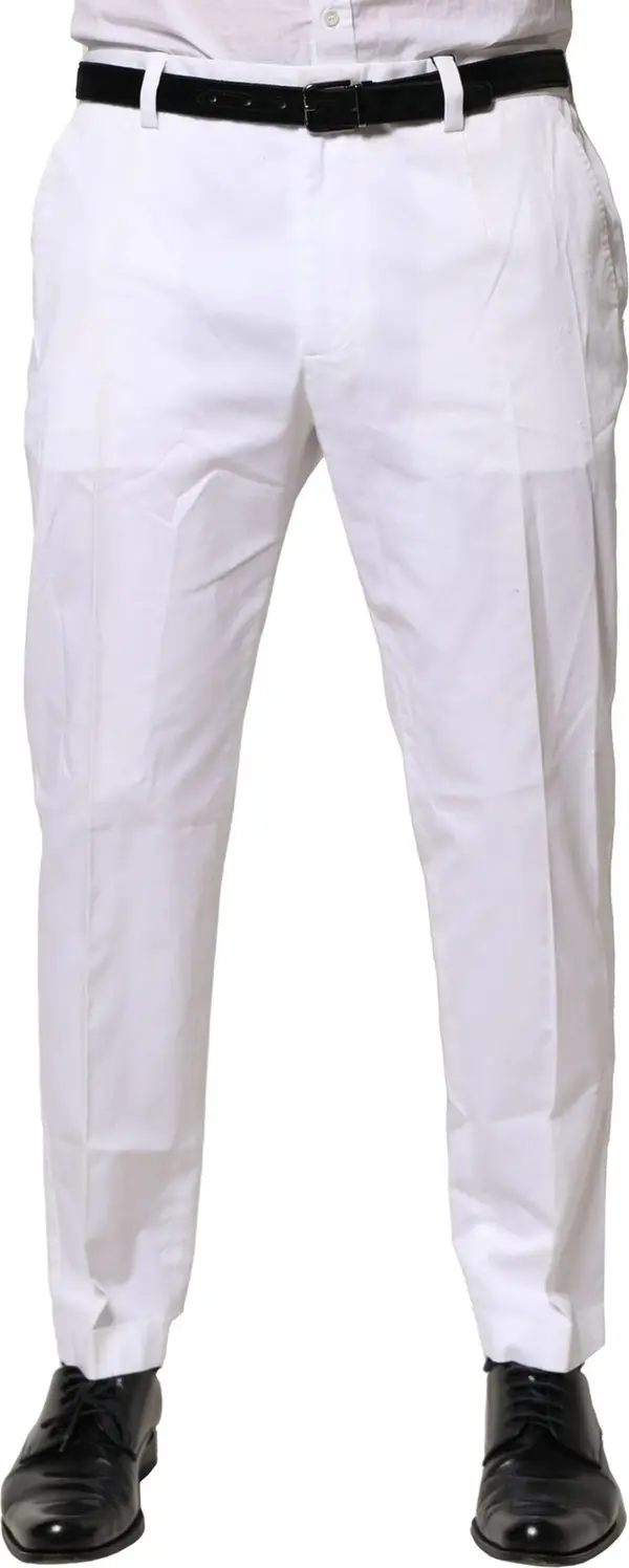 White Cotton Dress Slim Formal Pants