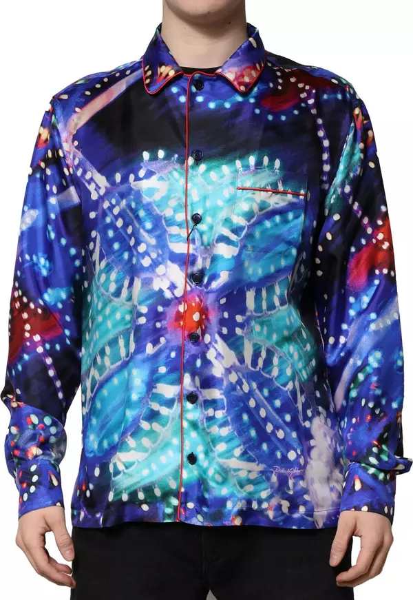 Multicolor Printed Silk Lounge Casual Shirt