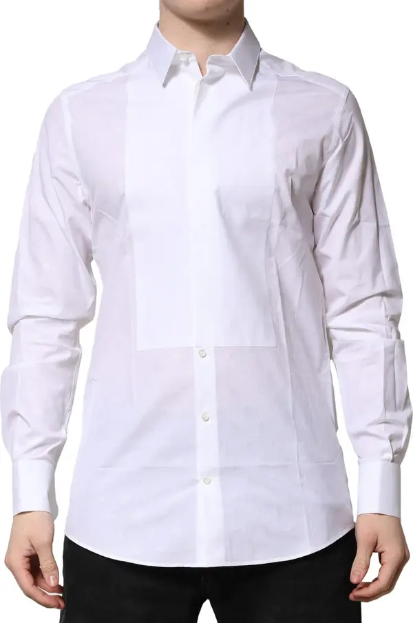 White Bib Cotton Poplin GOLD Formal Shirt