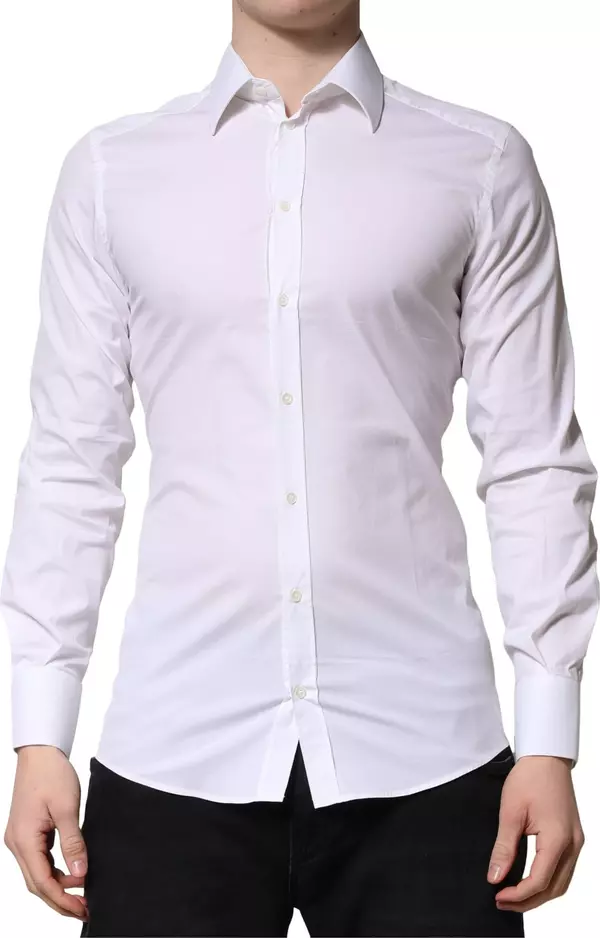 White GOLD Long Sleeves Men Dress Formal Shirt