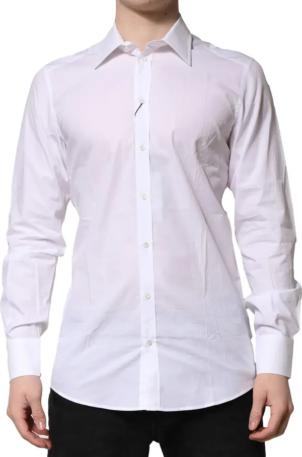 White Cotton Long Sleeves GOLD Formal Shirt
