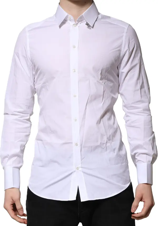 White Cotton GOLD Long Sleeves Formal Shirt