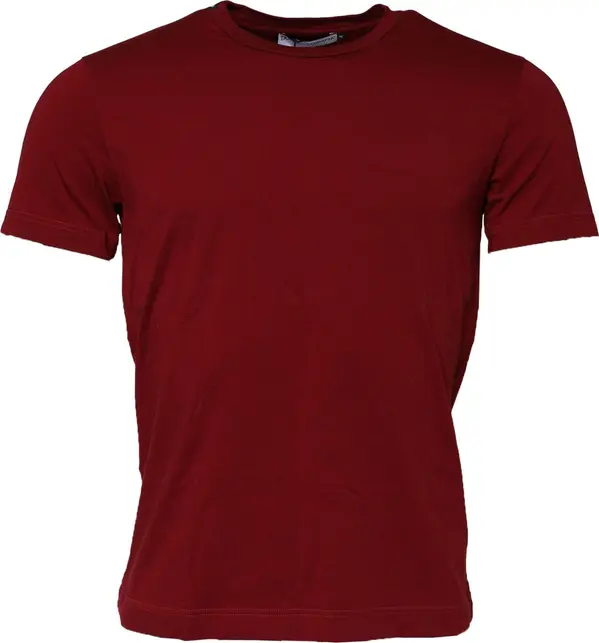 Dark Red Men Crew Neck Short Sleeve T-shirt