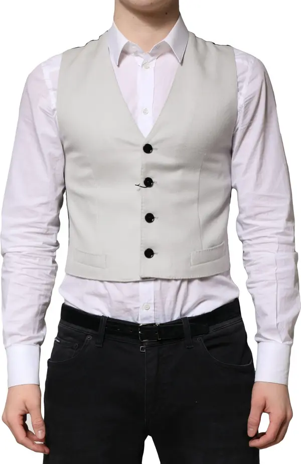 Gray Wool Dress Formal Men Waistcoat Vest