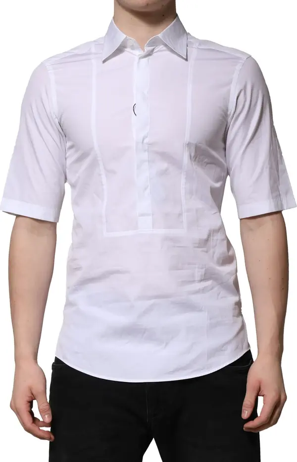 White Cotton Short Sleeves Men Formal Shirt