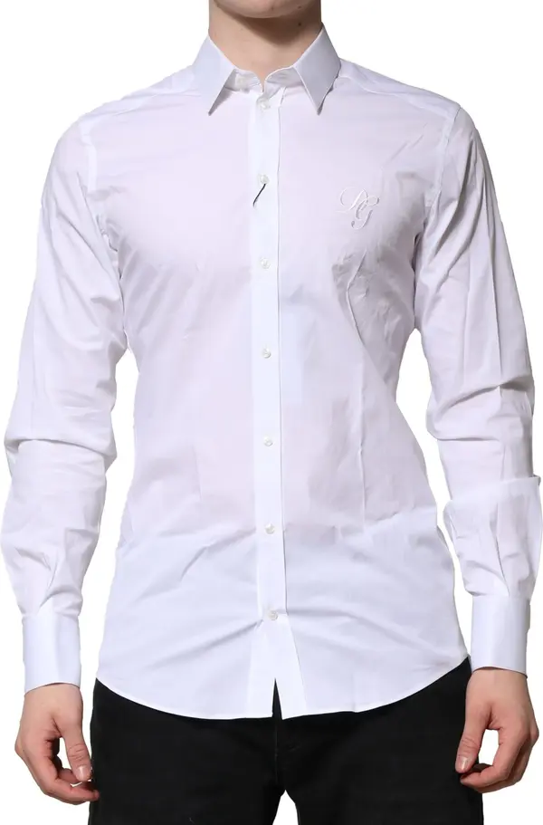 White Cotton GOLD Long Sleeves Formal Shirt