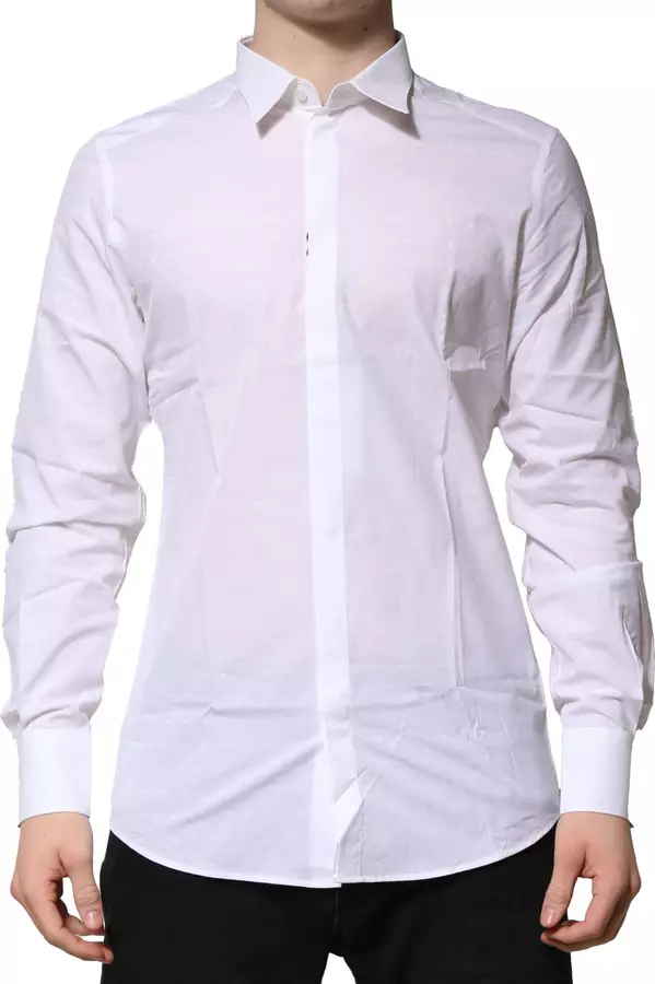 White Cotton GOLD Long Sleeves Formal Shirt