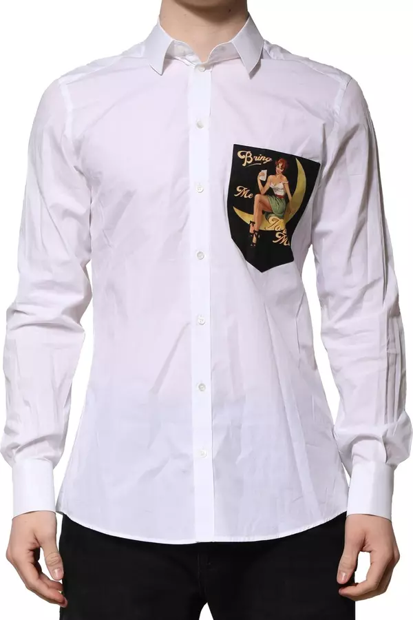 White Cotton MARTINI Long Sleeve Formal Shirt