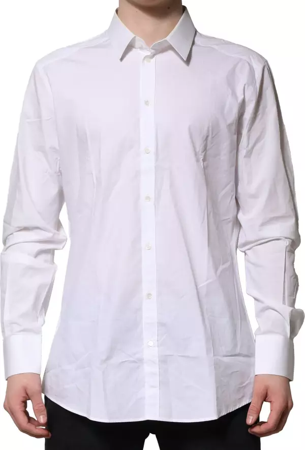 White Cotton GOLD Long Sleeves Formal Shirt