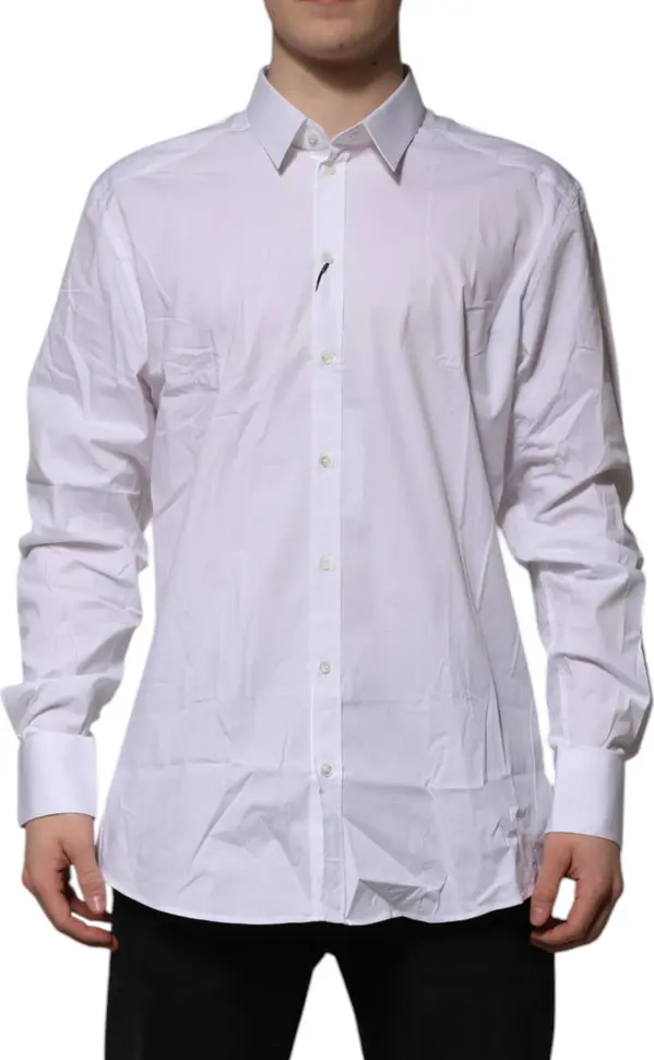White Cotton GOLD Long Sleeves Formal Shirt