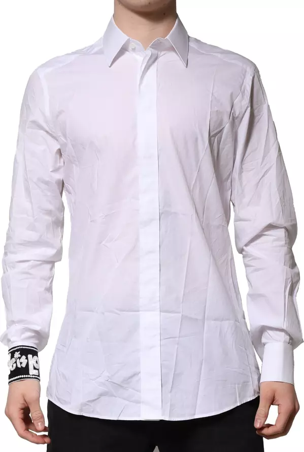 White Cotton GOLD Long Sleeves Formal Shirt