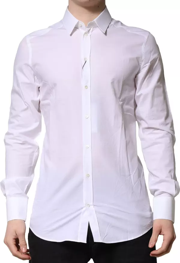 White Cotton GOLD Long Sleeves Formal Shirt