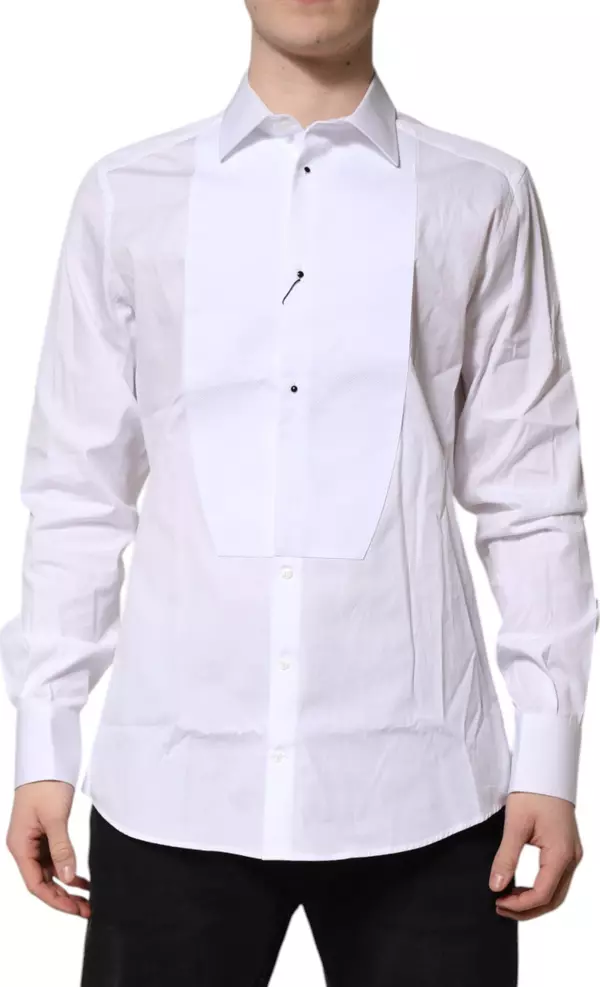 White Silk Bib Poplin GOLD Men Formal Shirt