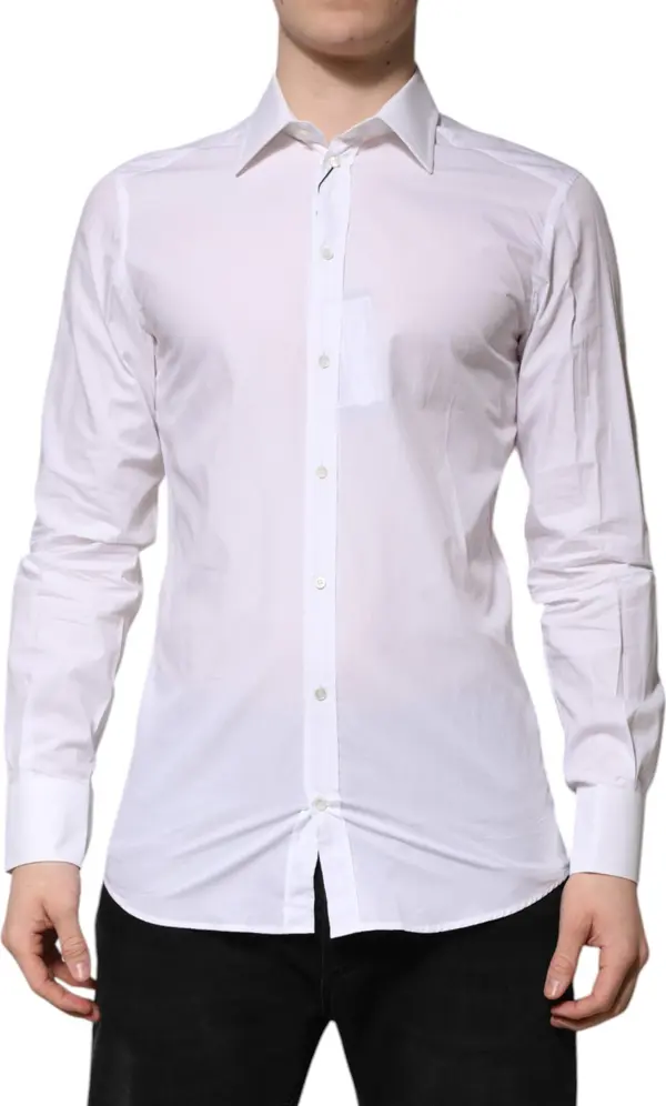 White GOLD Long Sleeves Dress Men Formal Shirt