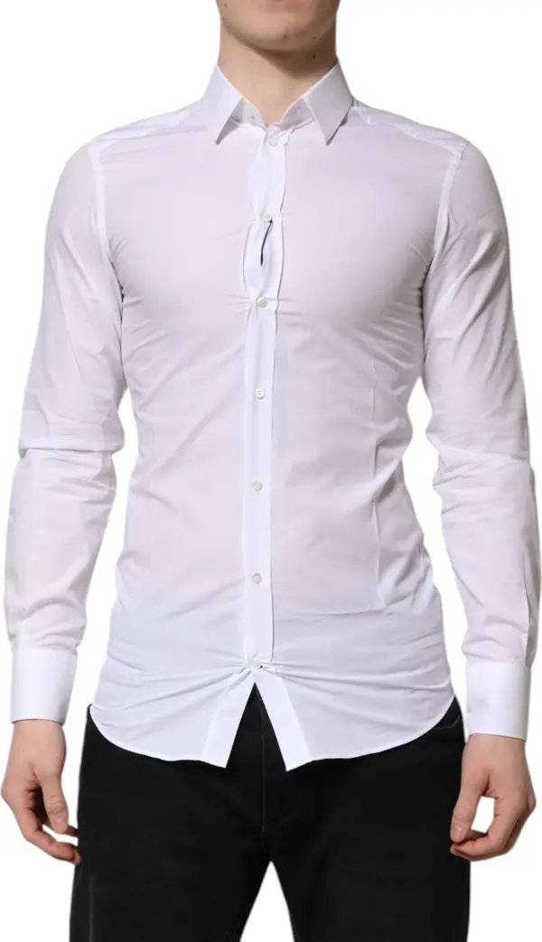 White GOLD Long Sleeves Dress Men Formal Shirt