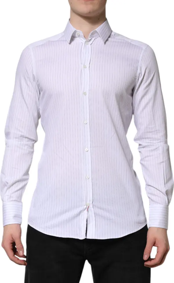 White Stripes Cotton Long Sleeve Formal Shirt