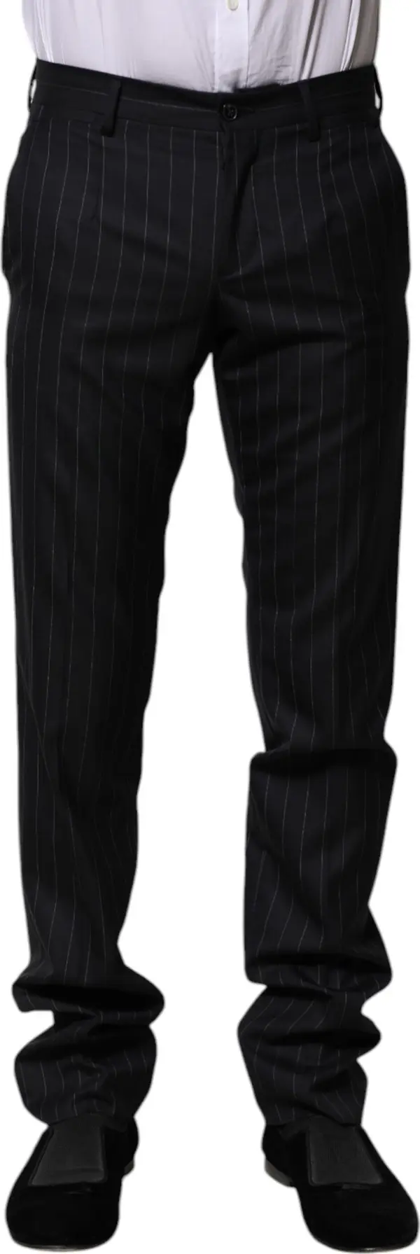 Black Wool Striped Formal Pants