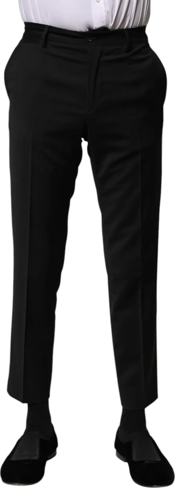 Black Wool Formal Men Cropped Pants