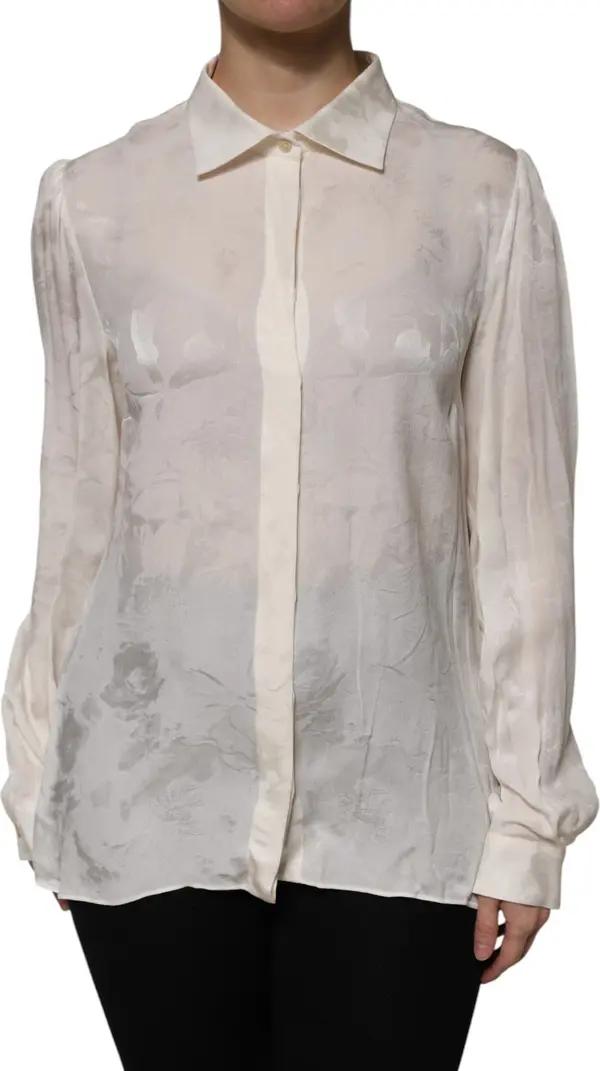 White Button Down Long Sleeves Blouse Top