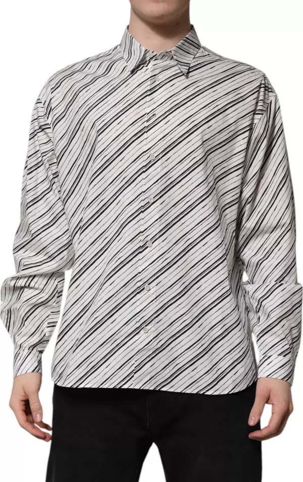 White Striped Long Sleeves Men Formal Shirt