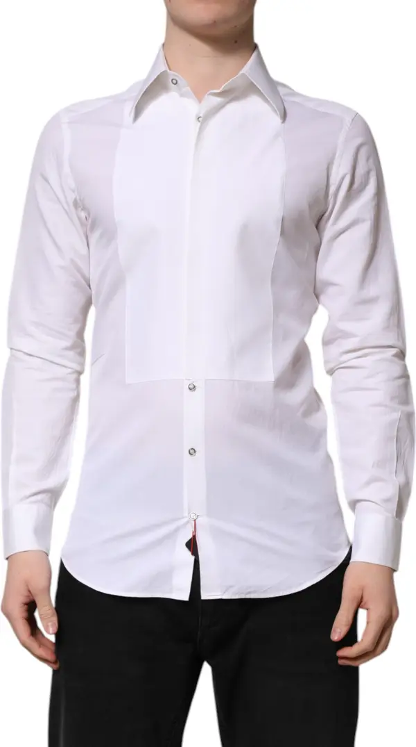 White Cotton GOLD Long Sleeves Dress Shirt