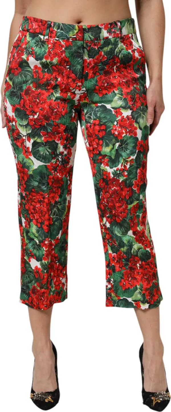 Multicolor Floral Print Cropped Pants