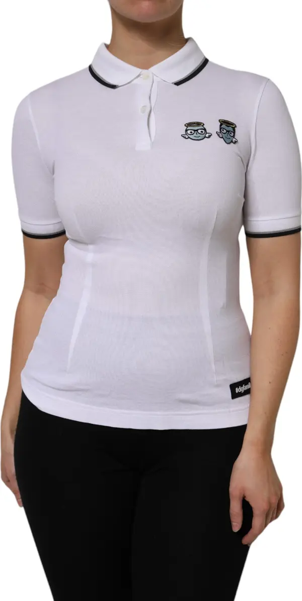 White Cotton Short Sleeves Collared Polo Top
