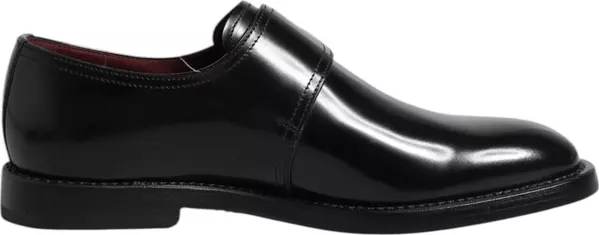 Black Leather Monk Strap Derby Formal Shoes