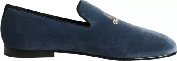 Blue Velvet DG Logo Loafers Formal Shoes
