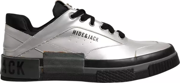 Metallic Silver Low Top Lace Up Sneakers Shoes