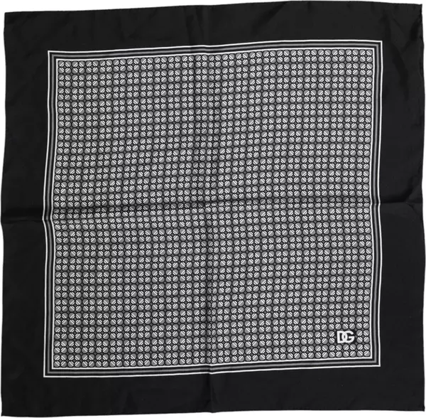 Black White Patterned Square Foulard Scarf