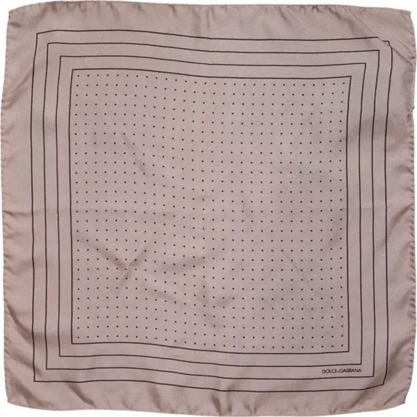 Beige Dotted Silk Square Men Foulard Scarf
