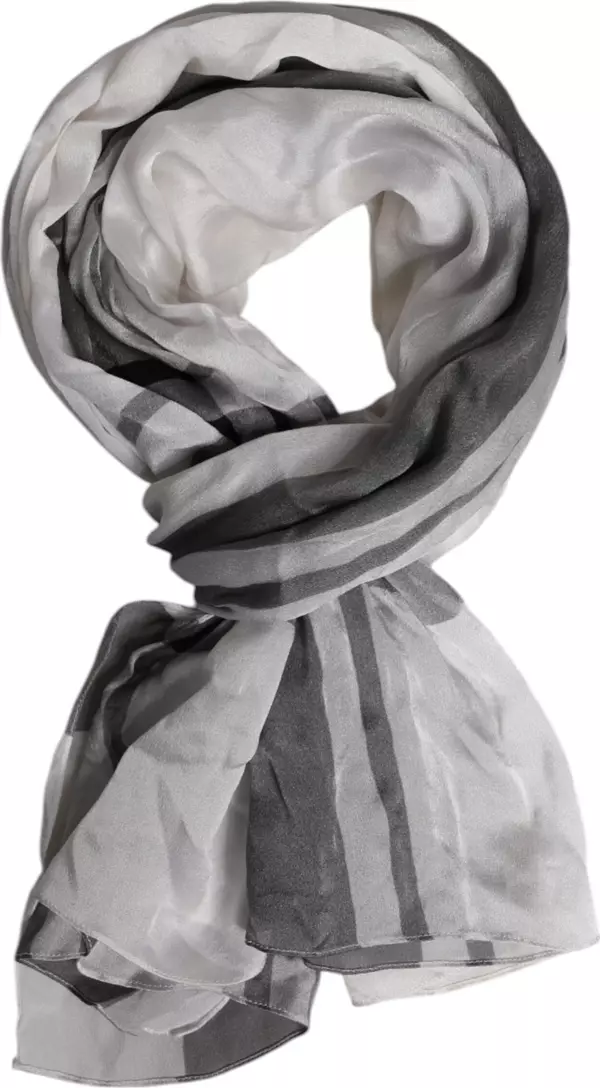 White Black Silk Warmer Wrap Foulard Scarf