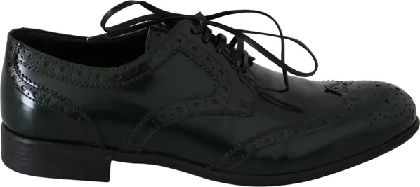 Green Leather Broque Oxford Wingtip Shoes