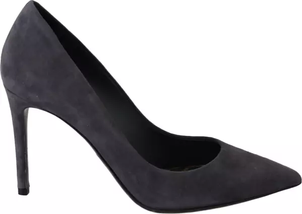 Gray Suede Leather Stiletto Shoes Heels
