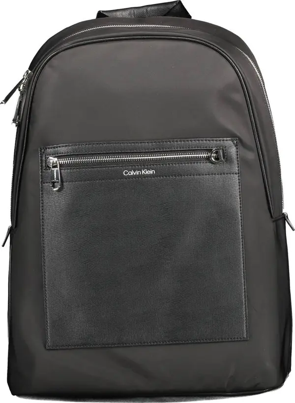 Black Polyester Men Backpack