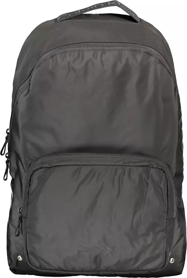 Black Recycled Polyester Men Backpack