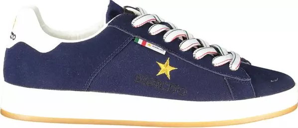 Blue Polyurethane Men Sneaker