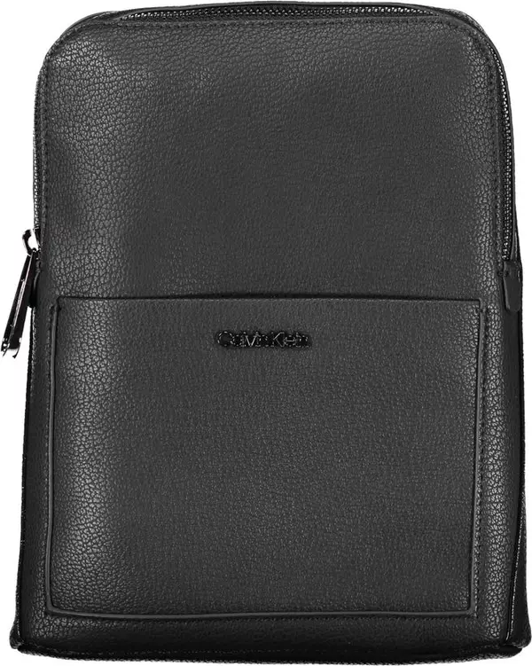 Black Polyurethane Men's Shoulder Bag