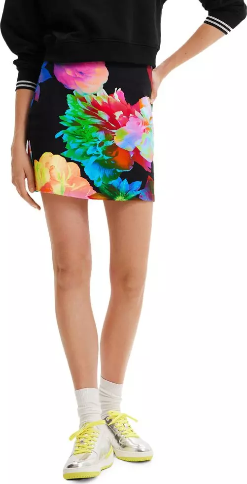 Black Cotton Mini Skirt