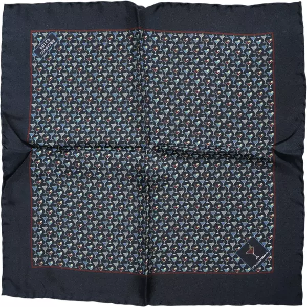 Blue Cocktail Silk Square Foulard Scarf